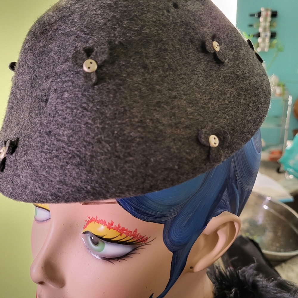 Charcoal Gray Vintage Wool Hat - Picture 2 of 4